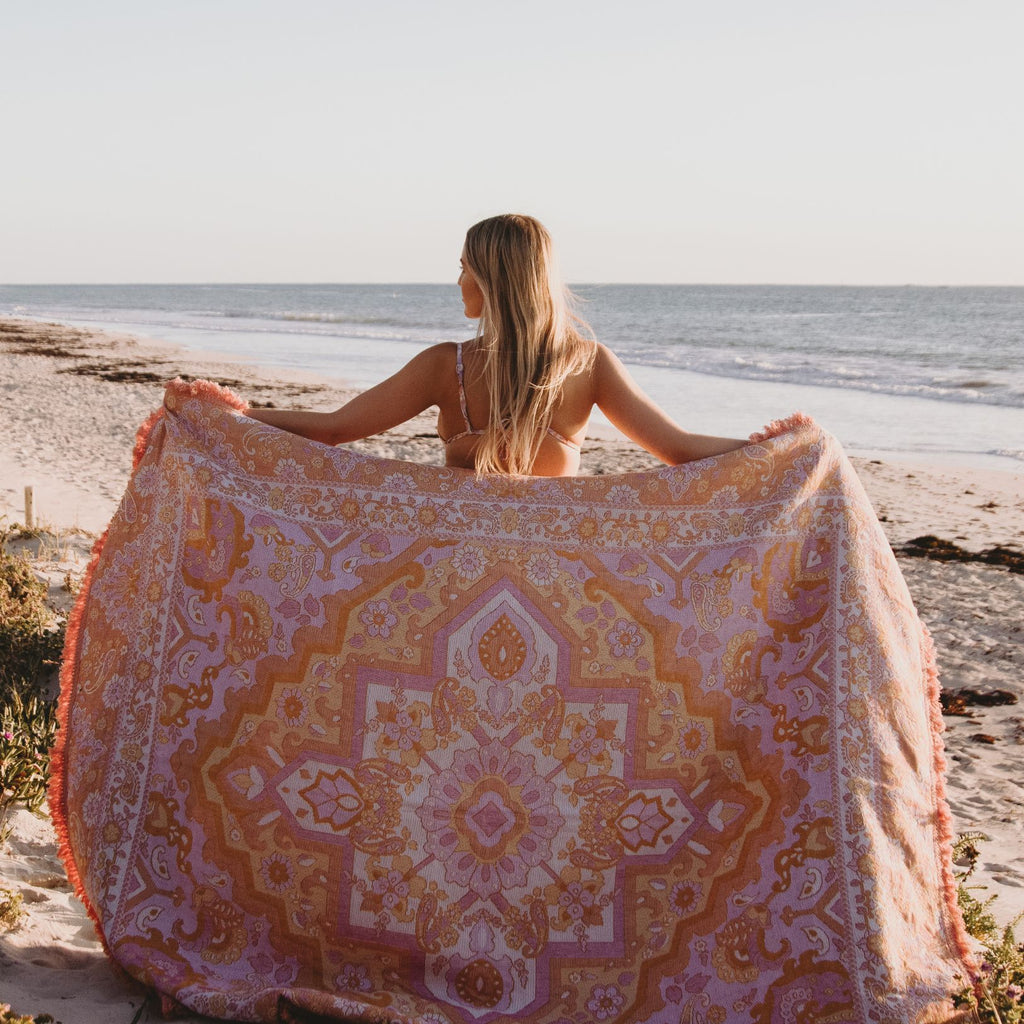 Woven Floral Picnic Rug
